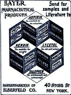 A Bayer Aspirin és a Bayer Heroin egykori közös reklámja.